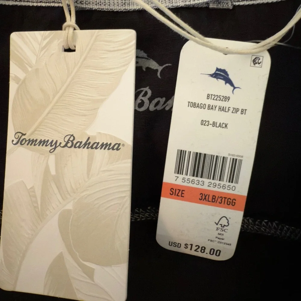 Tommy Bahama Mens 3XLB Black‎ Tobago Bay Half Zip Sweater NWT